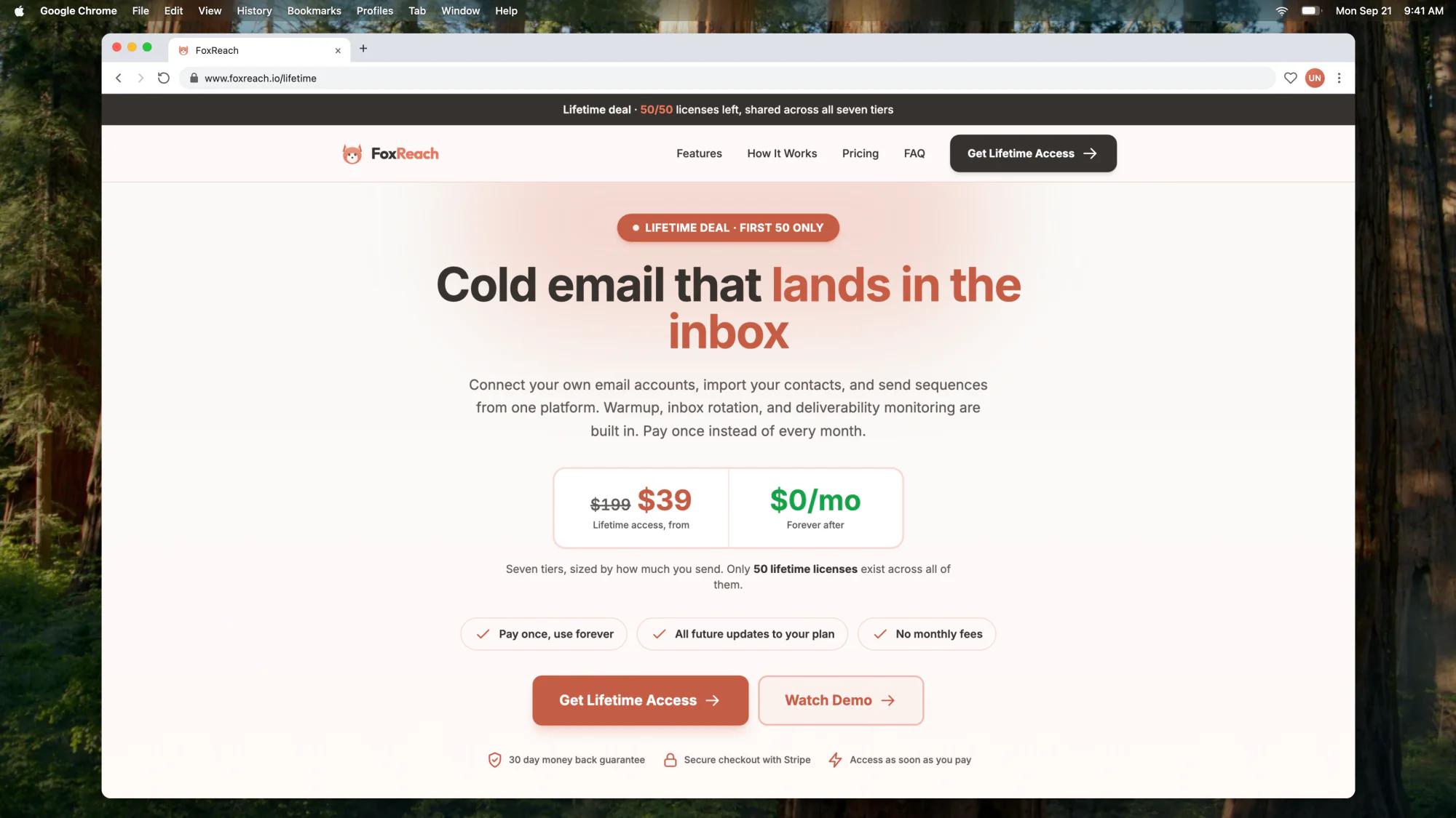 The lifetime deal page