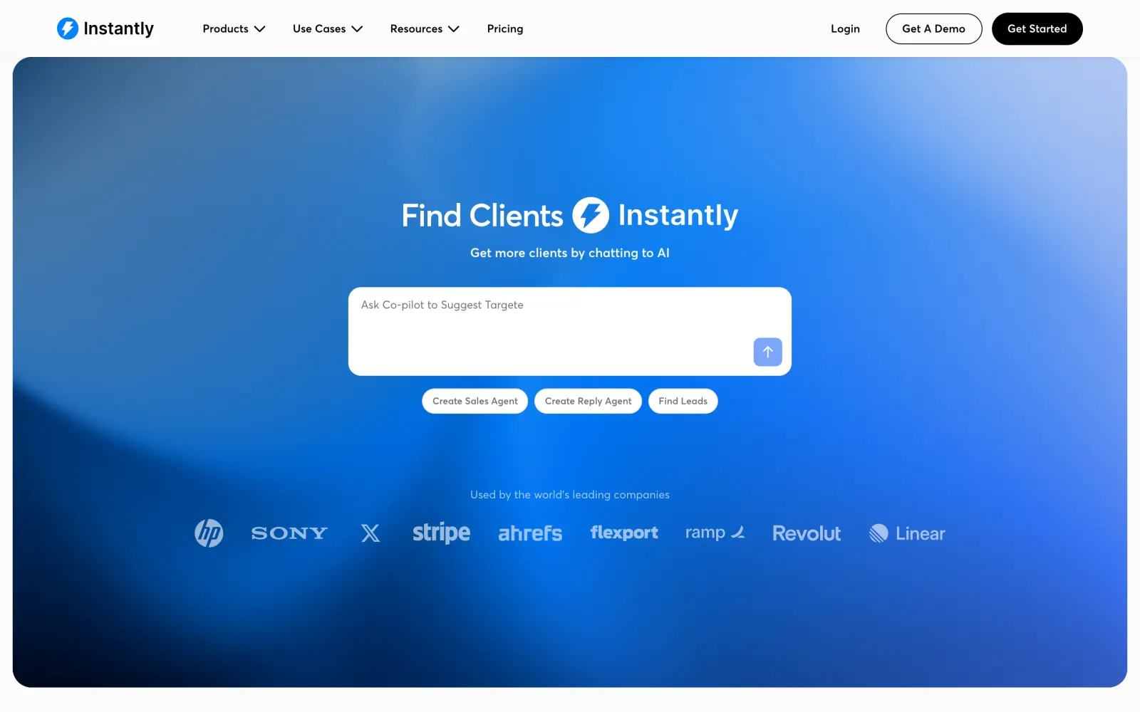 The Instantly homepage at instantly.ai