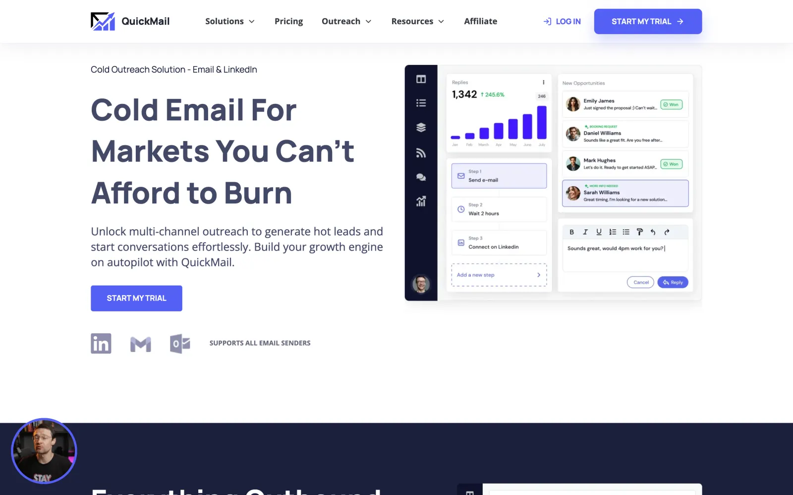 The QuickMail homepage at quickmail.com